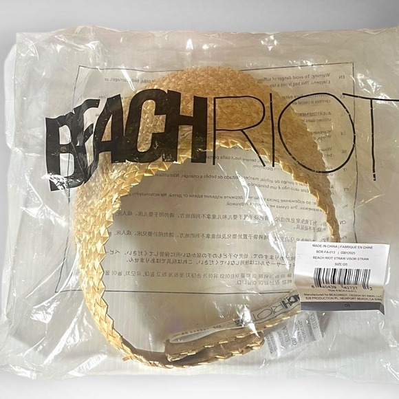 BEACH RIOT Women's Woven Straw Adjustable‎ Visor Brand New - Picture 7 of 8